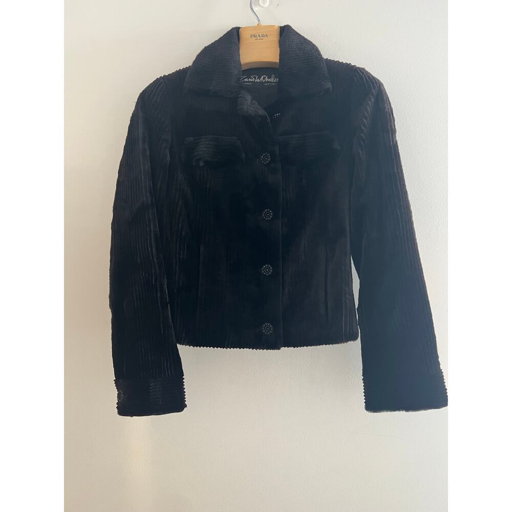 Like-New Vintage Zandra Rhodes Black Button Down Collared Jacket Size 4 JP